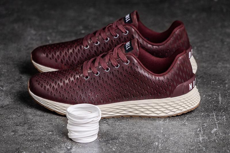 Men's Nobull Leather Running Shoes Burgundy | SG G2063S